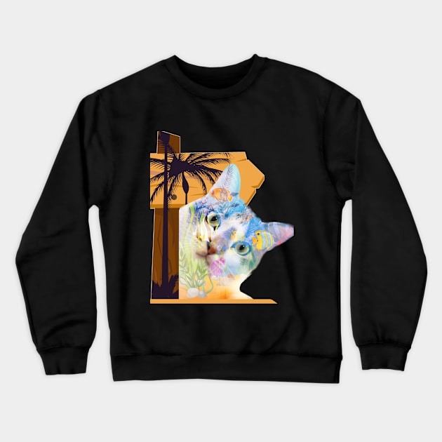 Sea in A Cat Crewneck Sweatshirt by MagesticLuminous